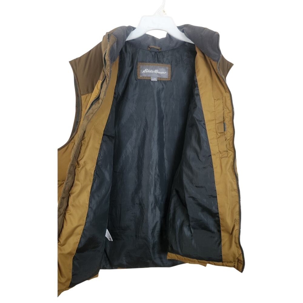 Eddie Bauer 650 Down Puffer Vest Mens XL Brown Gold Full Zip Insulated Quilted - Picture 2 of 14